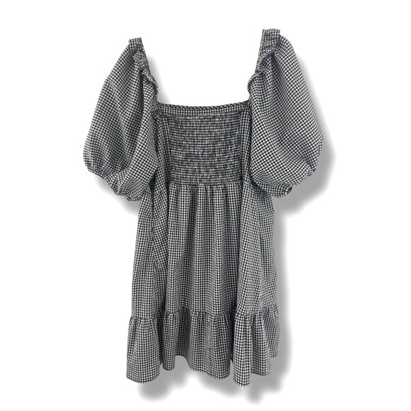 Black & White Gingham Check Ruffle Puff Sleeve Dress Size 2X 18 20 Summer Plus - Picture 3 of 6